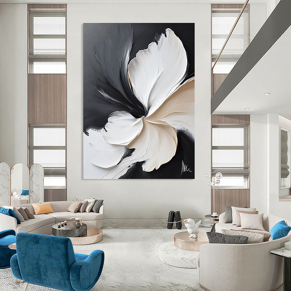 Black and White Flower for Dramatic Entryway & Modern Art Studio STSC514