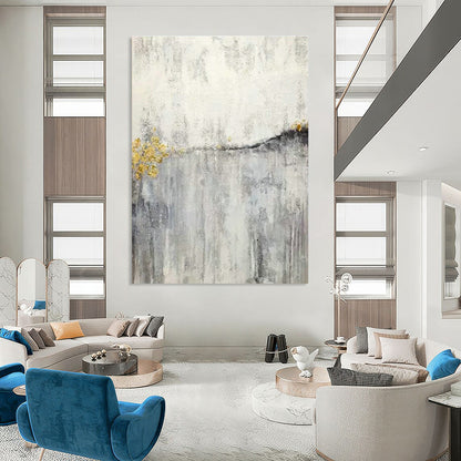 Gold - Silver - Gray Abstract Art for Luxury Hotel Lobby & Home Living Room DLZ1180