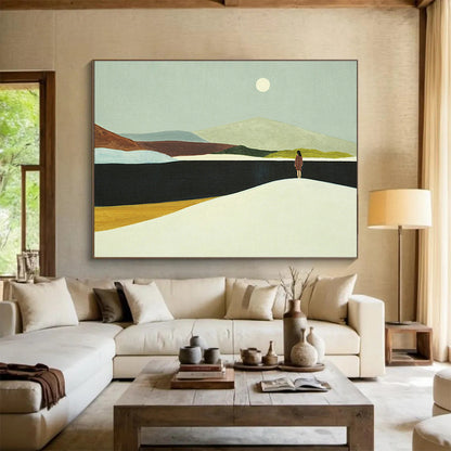 Moonlit Figure Landscape Art for Serene Bedroom Retreats DLZ3123