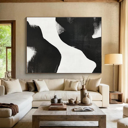 Black and White Organic Shapes Art for Minimalist Home Office & Modern Art Exhibition SC439