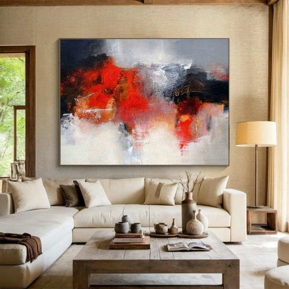 Red - Grey Blend Abstract Art for Sophisticated Office DLZ2814