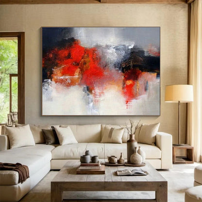Red - Grey Blend Abstract Art for Sophisticated Office DLZ2814