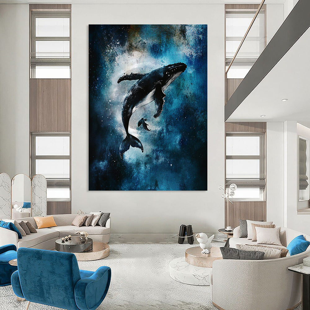 Whale in the Deep Majestic Marine Art for Coastal Home Living Room & Ocean - Lover’s Bedroom STSC1466