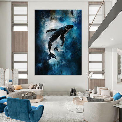Whale in the Deep Majestic Marine Art for Coastal Home Living Room & Ocean - Lover’s Bedroom STSC1466