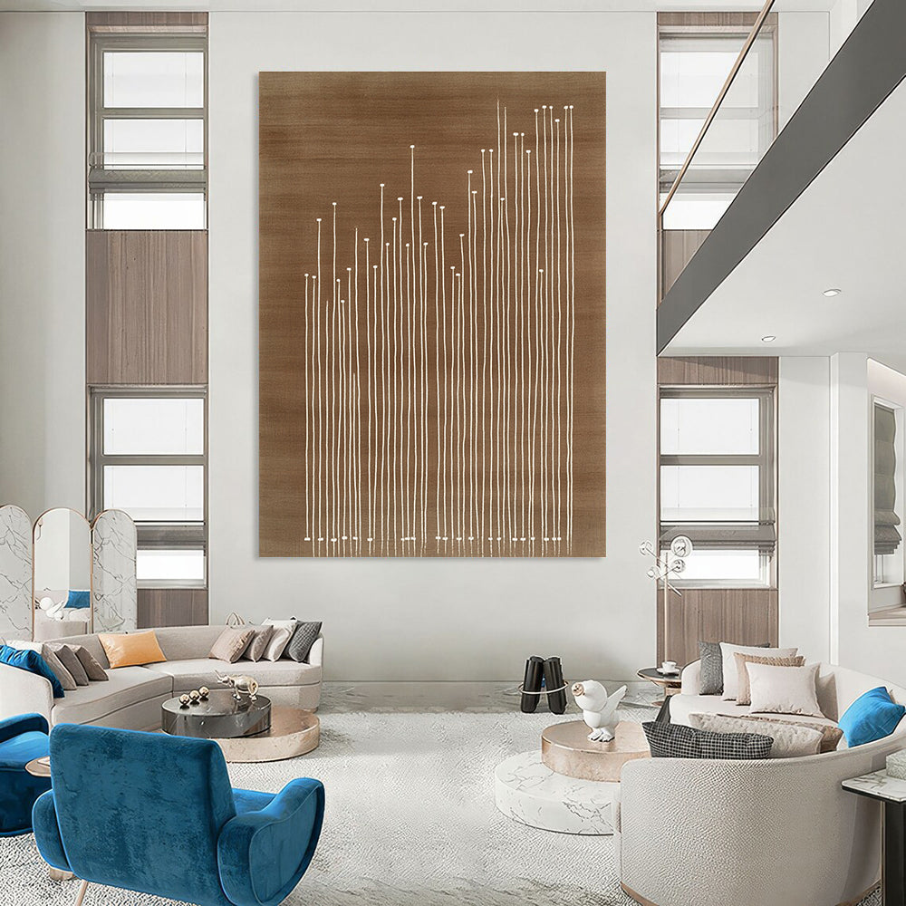 White Stalks on Brown for Minimalist Home Office & Nature - Inspired Art Gallery STSC929