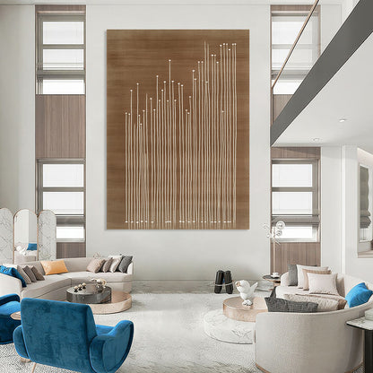 White Stalks on Brown for Minimalist Home Office & Nature - Inspired Art Gallery STSC929