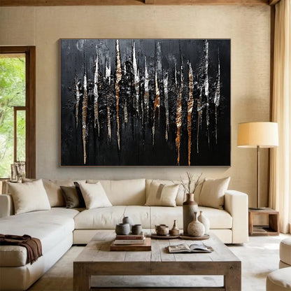 Textured Black - Silver - Gold Art for Luxury Hotel Lobby & Art Gallery SC019