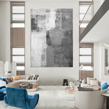 Gray - White Square Abstract Art for Minimalist Studio & Nordic - style Bedroom DLZ0569