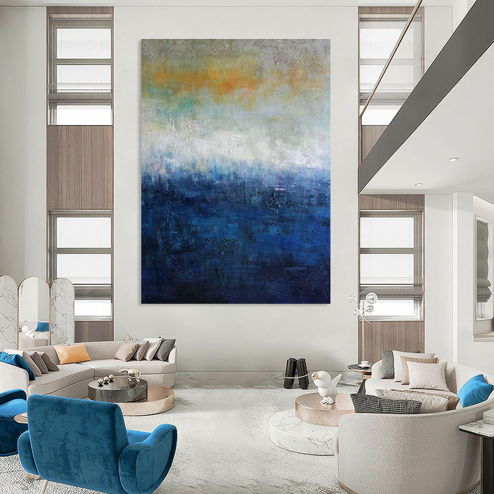 Gradient Sea Abstract Art for Seaside Hotel Lobby & Contemporary Beach Gallery DLZ2259