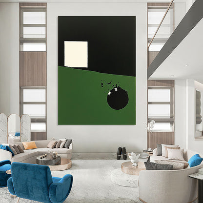Green - Black Geometric Art for Modern Office Lobby & Contemporary Art Gallery STSC130