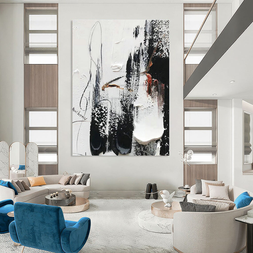 Black - White Abstract Art for Monochrome Gallery & Sophisticated Office DLZ0805