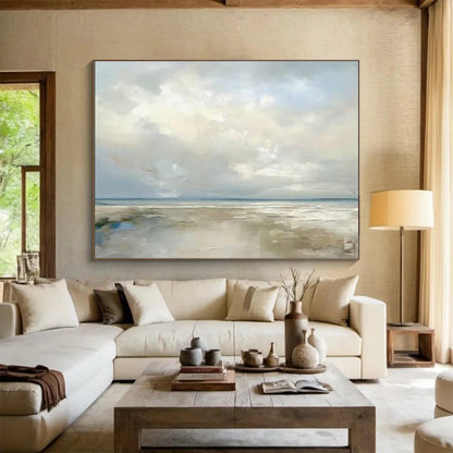 Gentle Soft - Toned Seaside Painting for Relaxing Reading Corner Escape DLZ2710