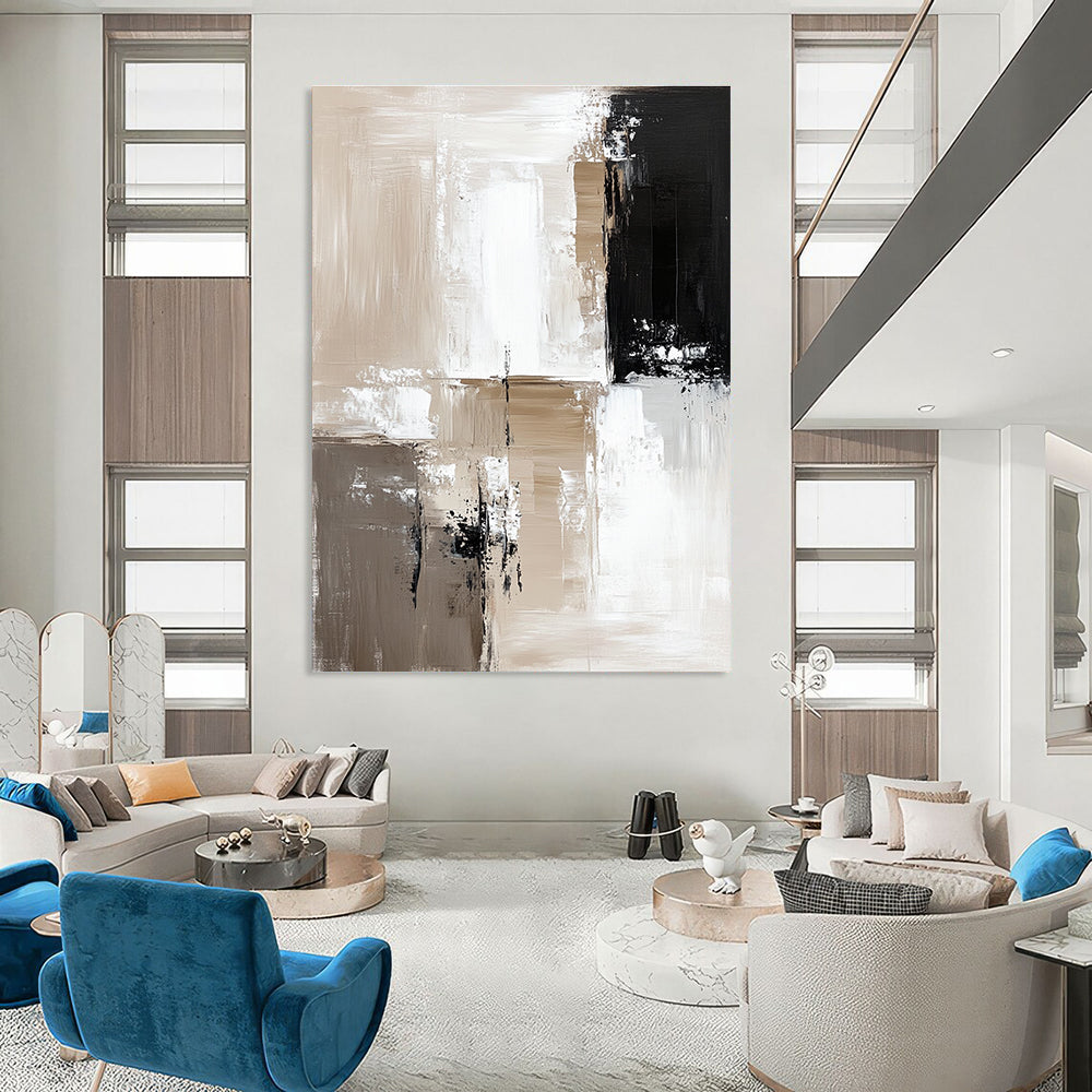 Beige and Black Geometric Abstract for Minimalist Office & Contemporary Art Space STSC411