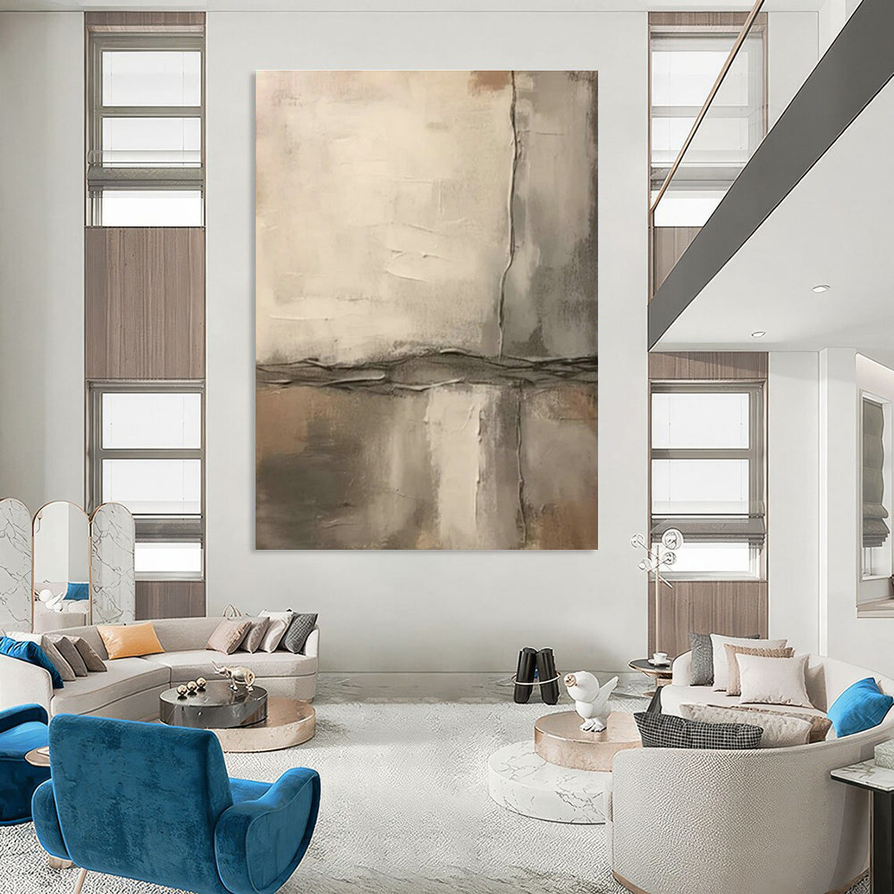 Gray - White Textured Abstract for Contemporary Home Library & Minimalist Art Showroom DLZ1585