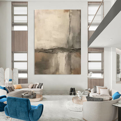 Gray - White Textured Abstract for Contemporary Home Library & Minimalist Art Showroom DLZ1585