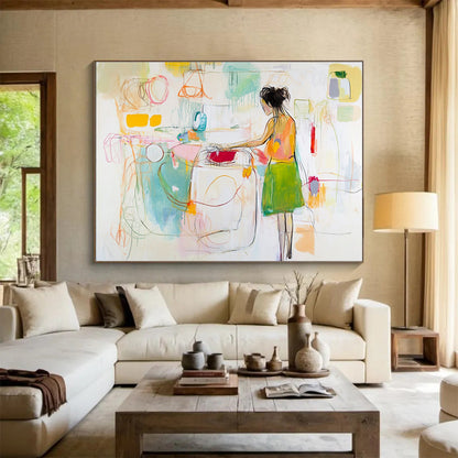 Abstract Figure in Colorful Space Art for Bohemian Café & Art - Inspired Bedroom SC184