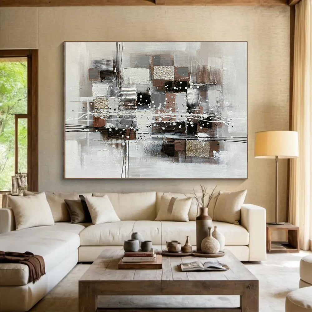 Brown - Grey - Gold Abstract Art for Stylish Home Office DLZ2738