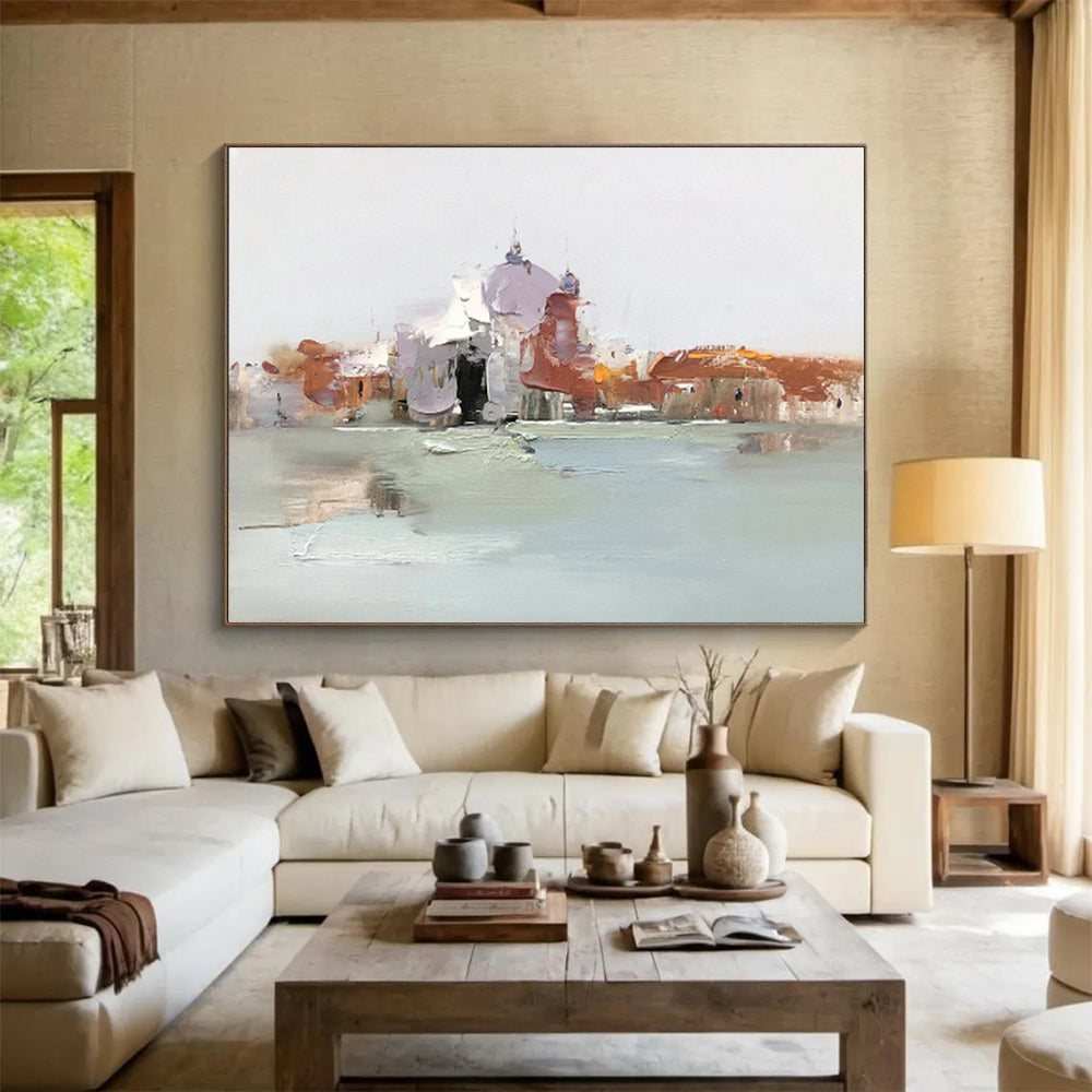 Hazy Rooftops & Water Art for Travel Bug - Filled Living Room DLZ3015