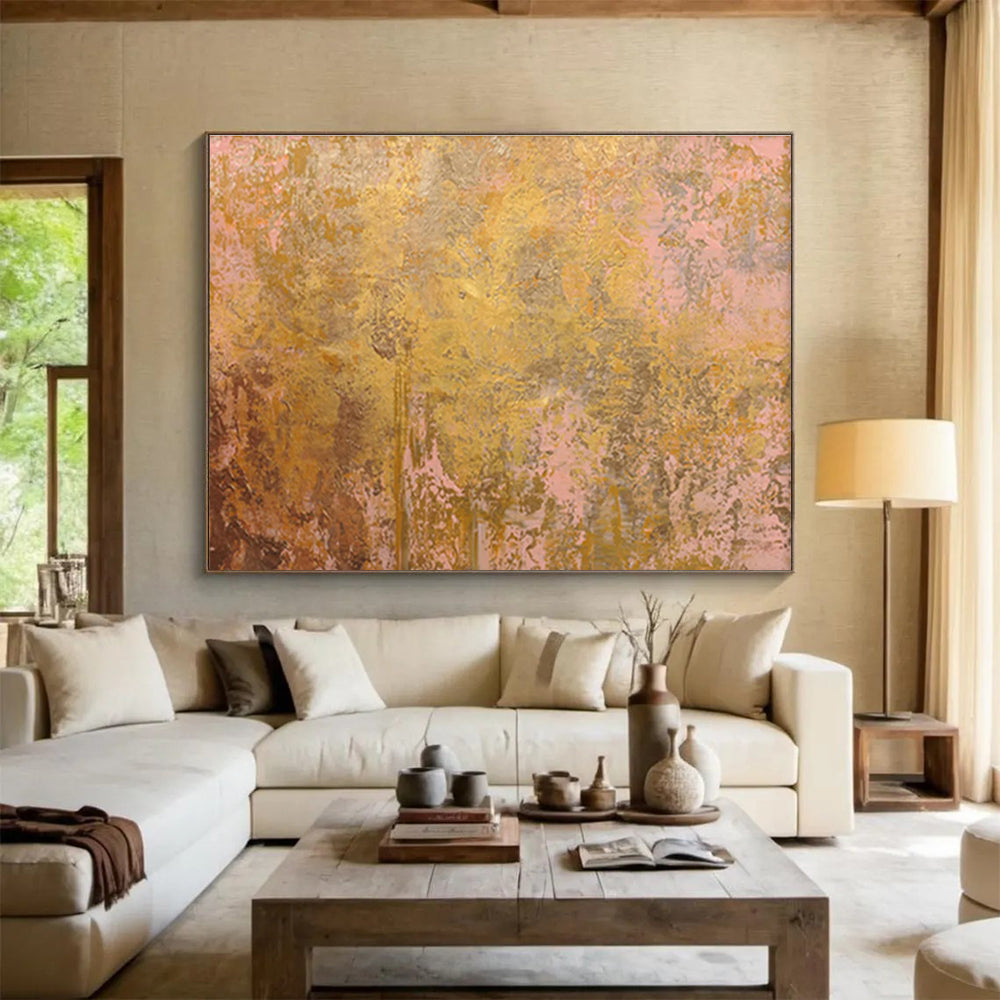Gold - Pink Gradient Abstract Art for Charming Dressing Rooms DLZ2406