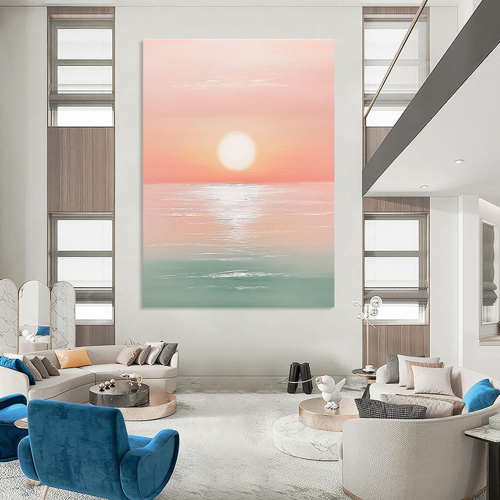 Pink Sunset Sea  Art for Bohemian - Style Café & Dreamy Home Balcony STSC1425