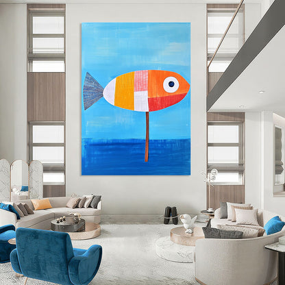 Patchwork Fish on Stick for Quirky Coastal Restaurant & Art - Loving Beach House STSC996