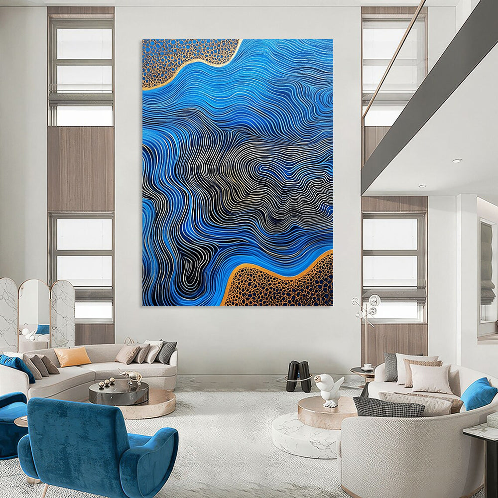 Blue Waves with Gold Details for Luxury Yacht Club & Art - Deco Style Restaurant STSC957