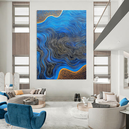 Blue Waves with Gold Details for Luxury Yacht Club & Art - Deco Style Restaurant STSC957