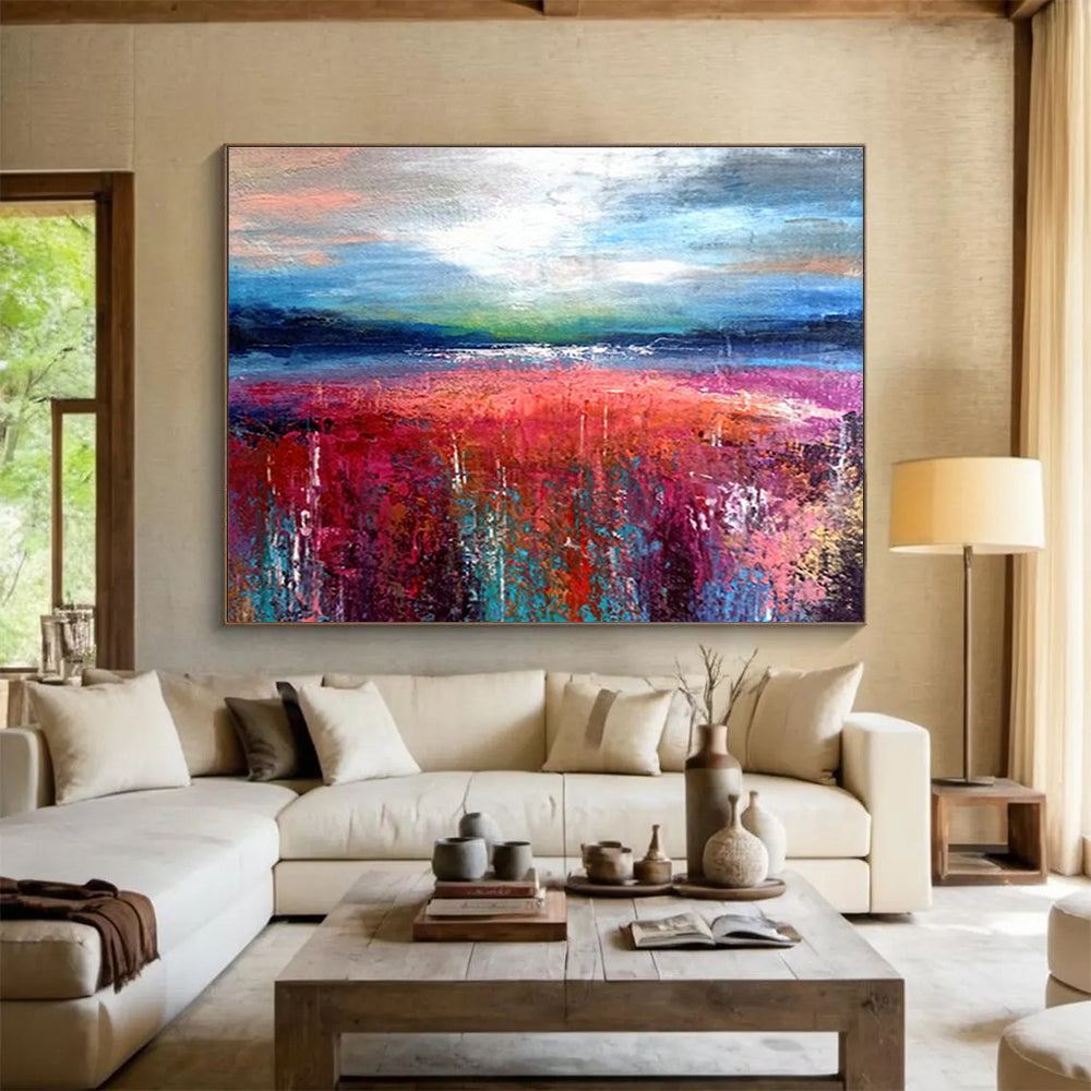 Vibrant Colorful Landscape Abstract Art to Brighten Up Your Dining Area DLZ2394