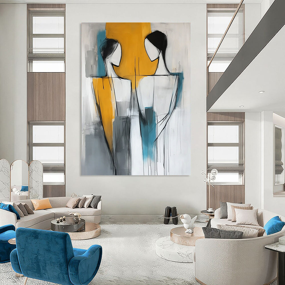 Abstract Figure Interaction Art for Modern Dance Studio & Art - Loving Home Living Room STSC135