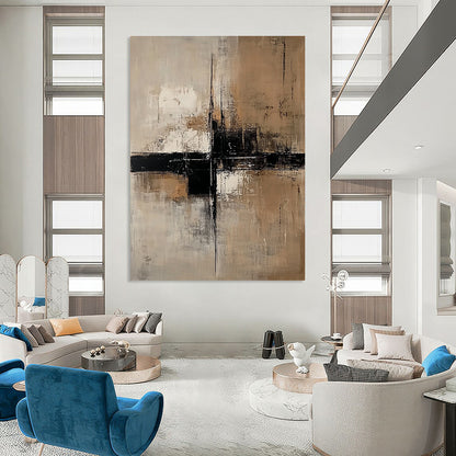 Beige and Black Abstract for Sophisticated Home Library & Modern Art Gallery STSC238