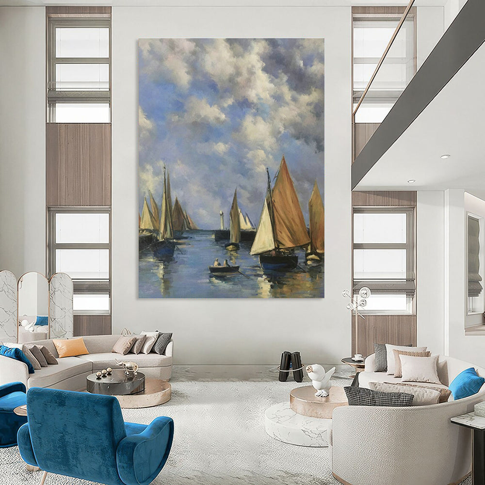Sailboats on Calm Waters Art for Coastal Home & Yacht Club DLZ0620