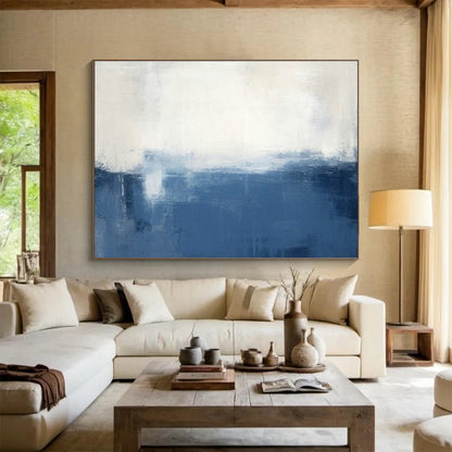 Blue - White Gradient Abstract Art for Coastal Home Bedroom Accents DLZ2650