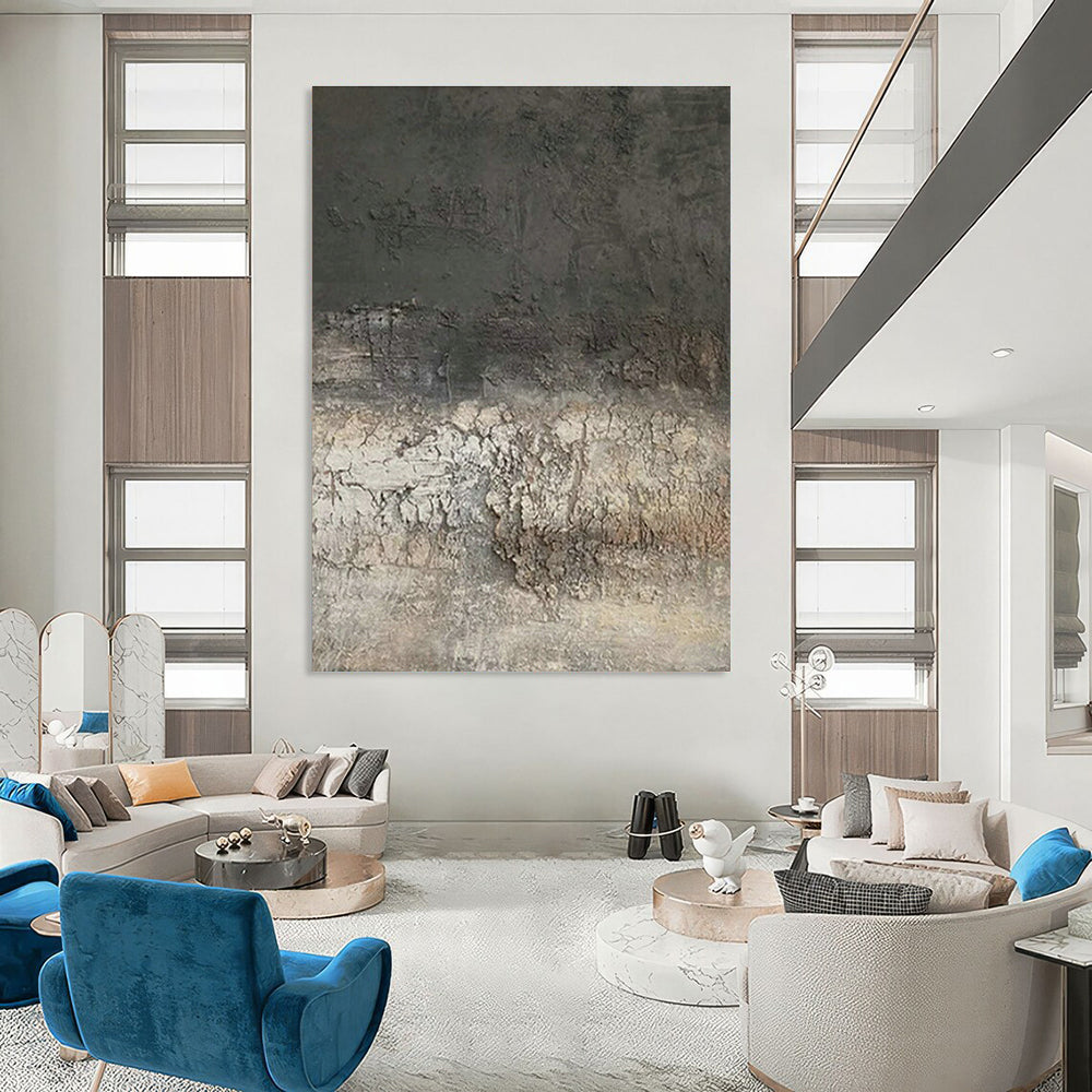 Gray - Brown Textured Art for Industrial Loft & Art Gallery Installation DLZ1844