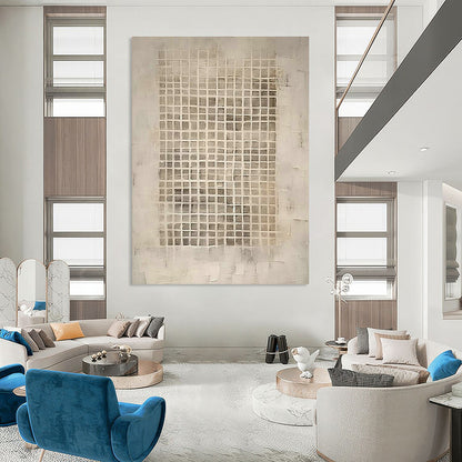 Gray - Grid Abstract Art for Minimalist Home Study Nooks DLZ0128