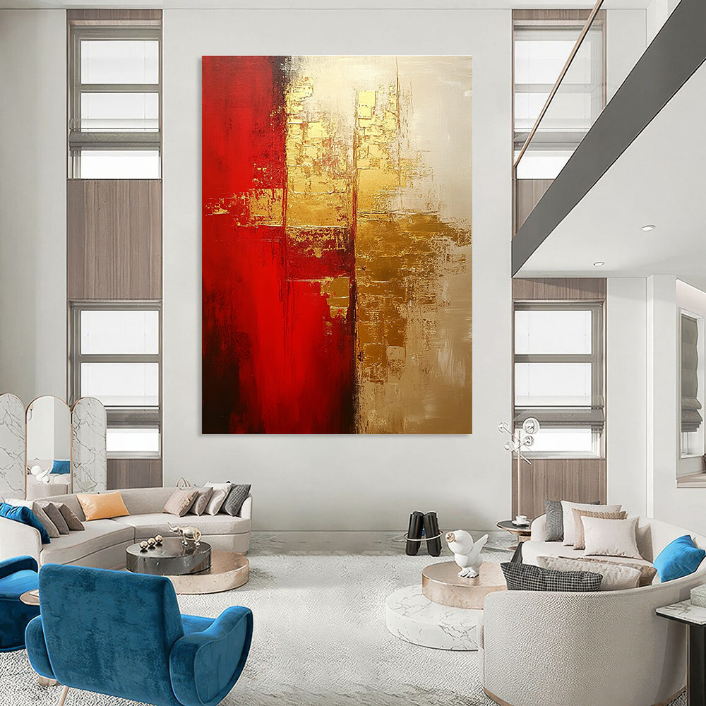 Red and Gold Abstract for Luxury Hotel Lobby & Upscale Dining Room STSC824
