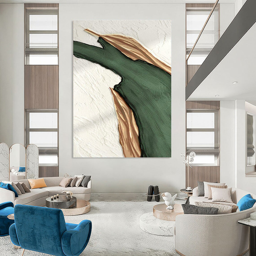 Green and Gold Abstract Shape Art for Luxury Boutique & Glamorous Dining Room DLZ2207