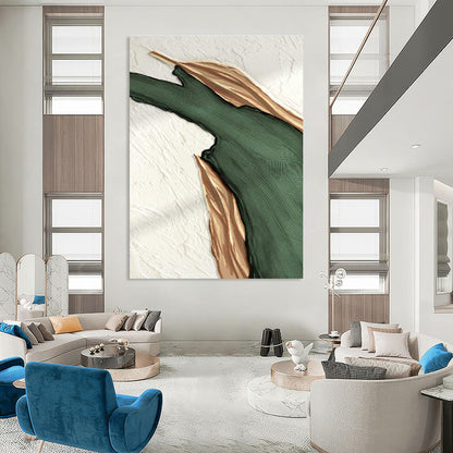 Green and Gold Abstract Shape Art for Luxury Boutique & Glamorous Dining Room DLZ2207