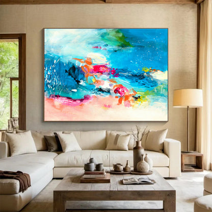 Blue - Tone Colorful Abstract Art for Inviting Dining Areas DLZ2415