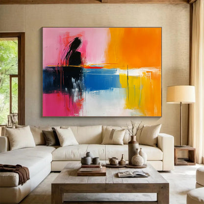 Color - Blocked Abstract Figure Art for Modern Living Room & Creative Workplace SC250