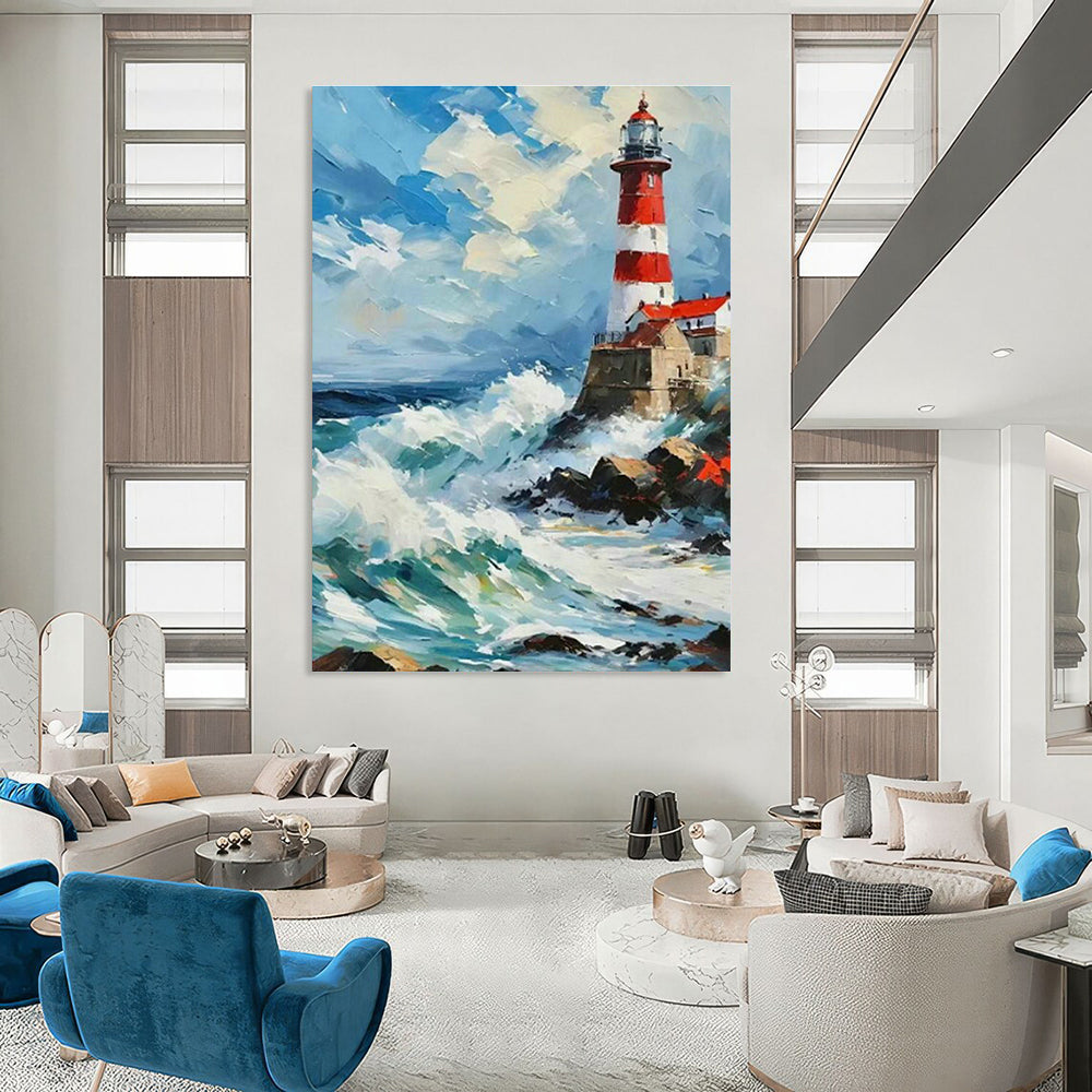 Lighthouse Seaview Oil Art for Living Room & Cottages DLZ0313