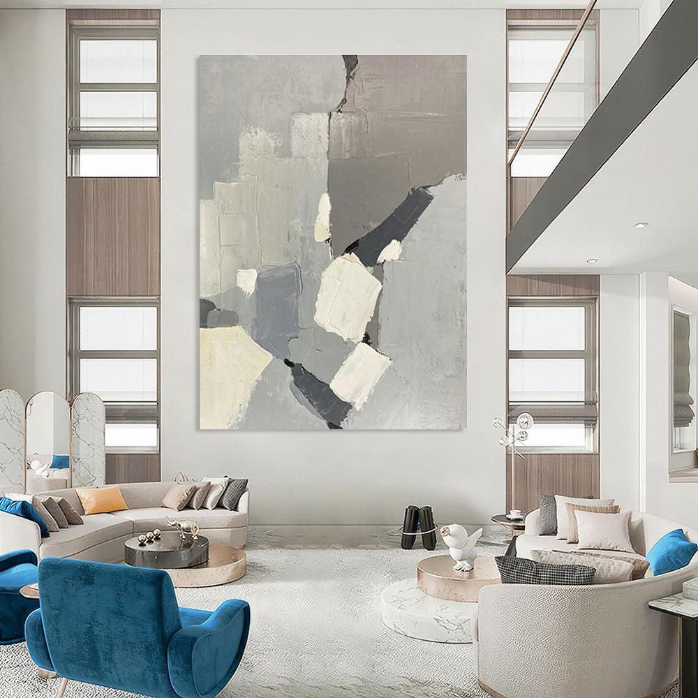 Minimalist Gray - Block Abstract Art for Corporate Office & Modern Hotel Lobby DLZ2286