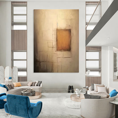Neutral Square Abstract Art for Minimalist Bedroom & Contemporary Art Pop - Up DLZ0848