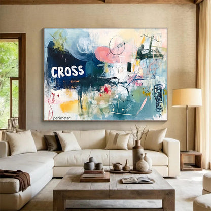 Abstract with 'CROSS' Art for Edgy Café & Creative Studio SC307