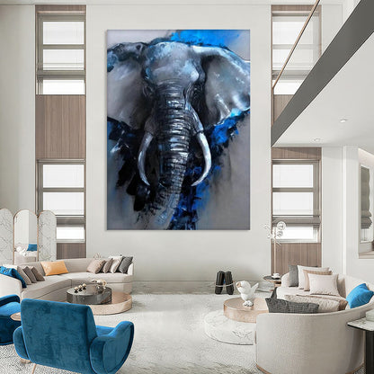 Blue - Accented Elephant Art for Safari Lodge & Wildlife Gallery DLZ2310
