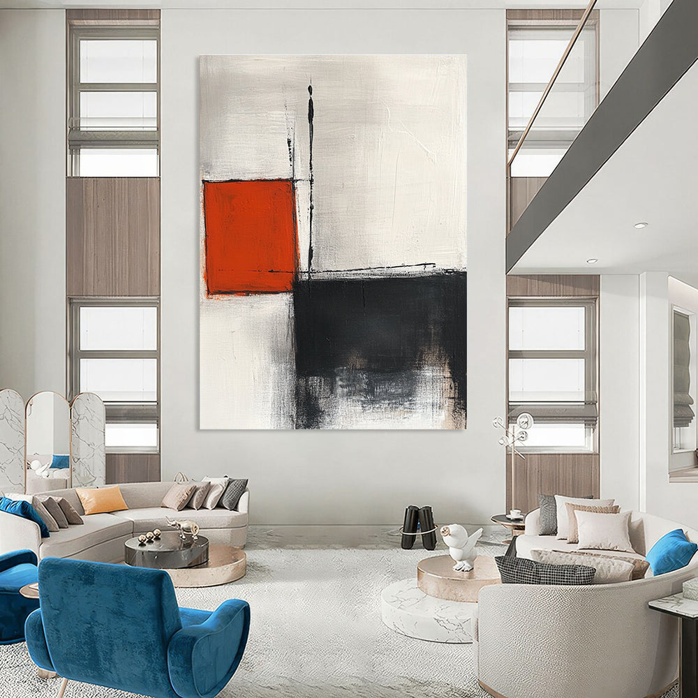 Red and Black Geometric Abstract for Industrial Loft & Contemporary Studio STSC772