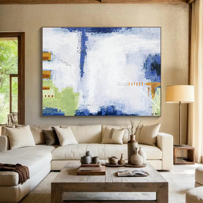 Blue - White Minimalist Abstract for Coastal Home Office DLZ2939