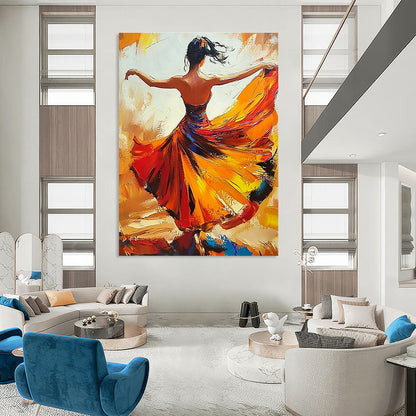 Dancing Woman in Colorful Dress for Dance Studio Performance Area & Vibrant Home Living Room STSC174