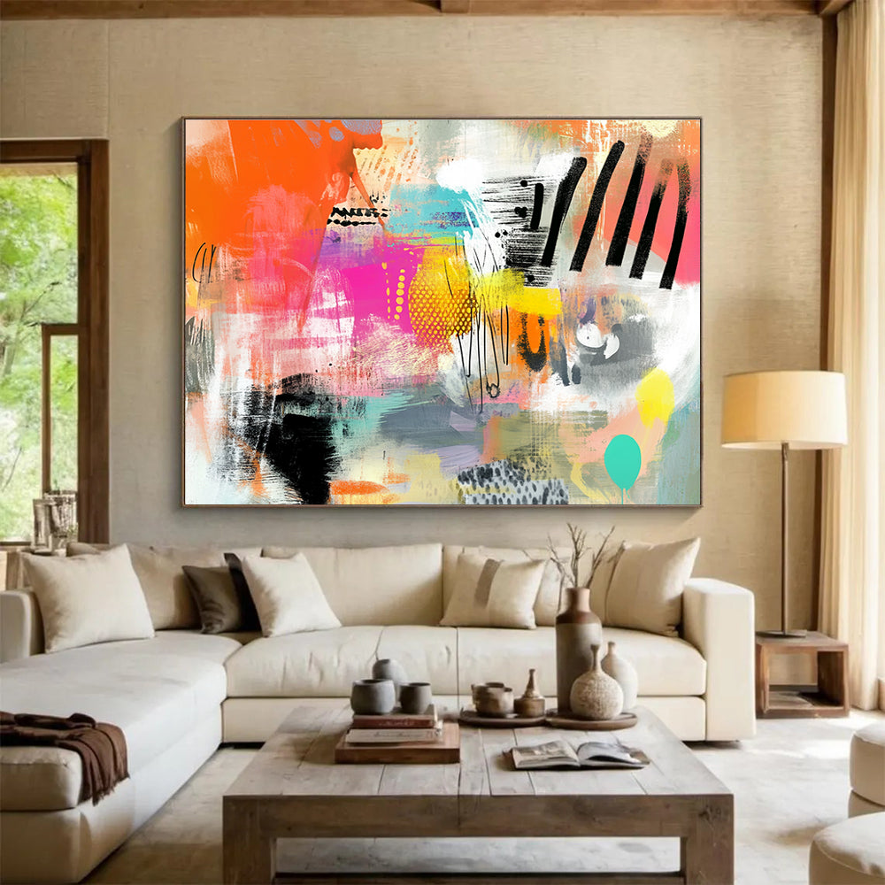 Colorful Abstract Collage Art for Creative Studio & Trendy Café SC005