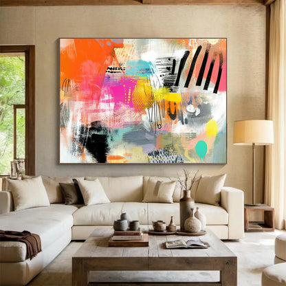 Colorful Abstract Collage Art for Creative Studio & Trendy Café SC005