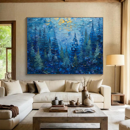 Mosaic - Style Blue Forest Art for Whimsical Kids’ Playroom DLZ3056